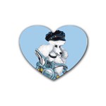 White Poodle Biker Chick Rubber Coaster (Heart)