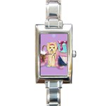 Yorkie Dress Up Rectangular Italian Charm Watch