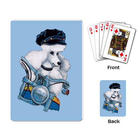 White Poodle Biker Babe  Playing Cards Single Design from ArtsNow.com Back