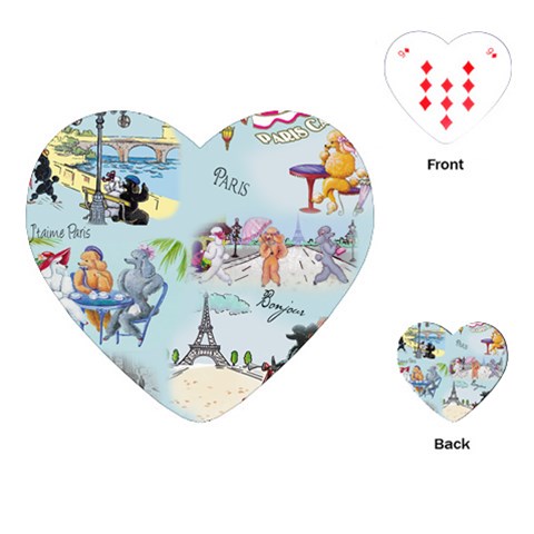 Poodles in Paris Heart Playing Cards from ArtsNow.com Front