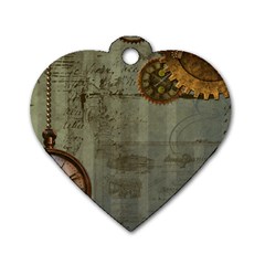 Steampunk Time Machine Vintage Art Dog Tag Heart (Two Sides) from ArtsNow.com Back