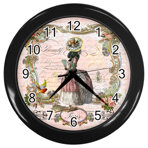 Black Poodle Marie Antoinette Wall Clock (Black) from ArtsNow.com Front