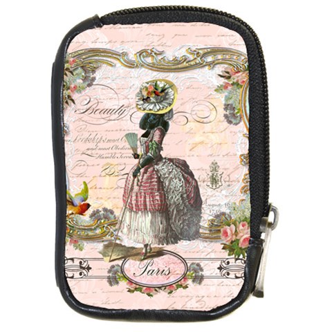 Black Poodle Marie Antoinette Compact Camera Leather Case from ArtsNow.com Front