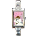 White Poodle Princess Rectangular Italian Charm Watch