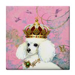 White Poodle Princess Tile Coaster