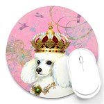 White Poodle Princess Round Mousepad