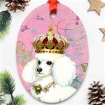 White Poodle Princess Ornament (Oval)