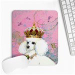 White Poodle Princess Large Mousepad