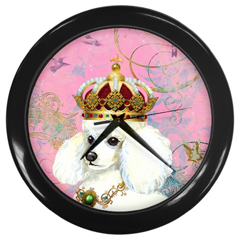 White Poodle Princess Wall Clock (Black) from ArtsNow.com Front