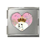 White Poodle Princess Mega Link Heart Italian Charm (18mm)