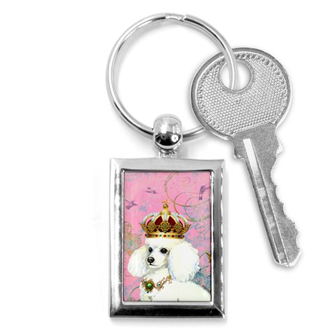 White Poodle Princess Key Chain (Rectangle) from ArtsNow.com Front