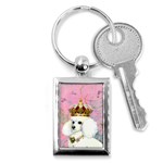 White Poodle Princess Key Chain (Rectangle)