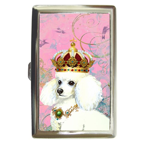 White Poodle Princess Cigarette Money Case from ArtsNow.com Front