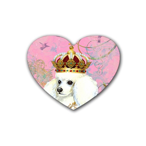 White Poodle Princess Heart Coaster (4 pack) from ArtsNow.com Front