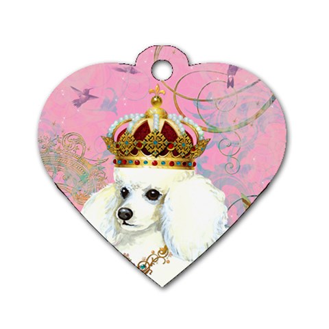 White Poodle Princess Dog Tag Heart (Two Sides) from ArtsNow.com Front