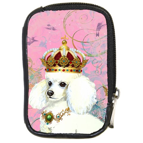 White Poodle Princess Compact Camera Leather Case from ArtsNow.com Front