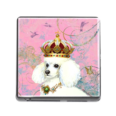 White Poodle Princess Memory Card Reader with Storage (Square) from ArtsNow.com Front