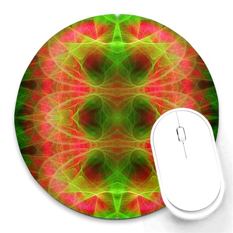 Fractal Fluro 005 Round Mousepad from ArtsNow.com Front