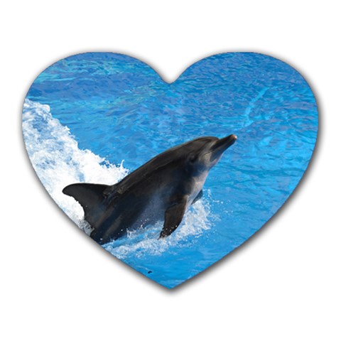 Swimming Dolphin Mousepad (Heart) from ArtsNow.com Front