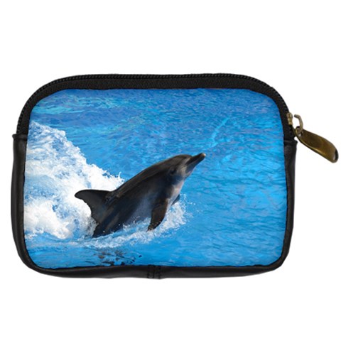 Swimming Dolphin Digital Camera Leather Case from ArtsNow.com Back