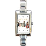 Travelling Yorkies in Paris Rectangular Italian Charm Watch