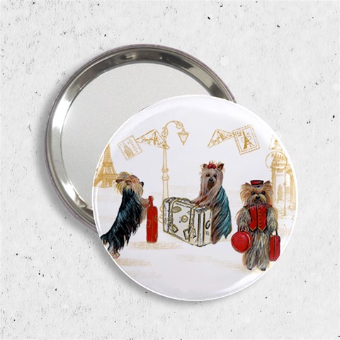 Travelling Yorkies in Paris 2.25  Handbag Mirror from ArtsNow.com Front
