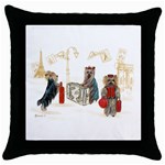 Travelling Yorkies in Paris Throw Pillow Case (Black)