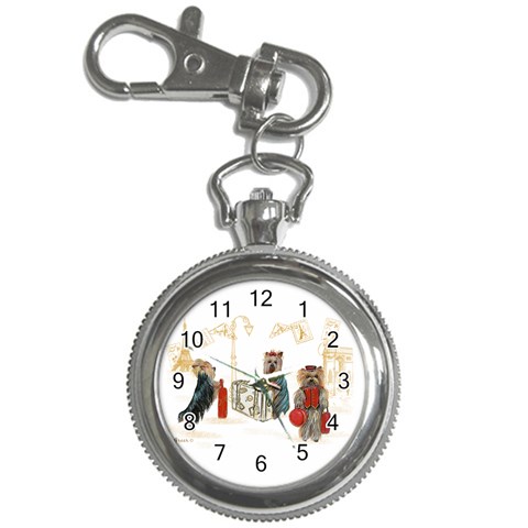 Travelling Yorkies in Paris Key Chain Watch from ArtsNow.com Front