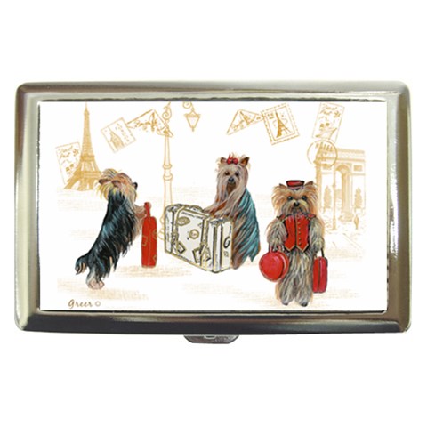 Travelling Yorkies in Paris Cigarette Money Case from ArtsNow.com Front