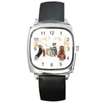 Travelling Yorkies in Paris Square Metal Watch