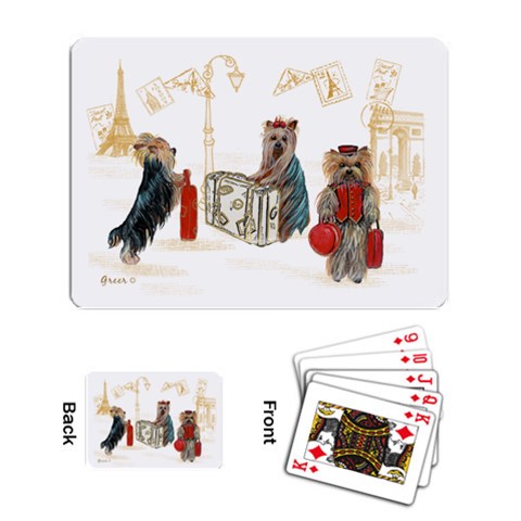 Travelling Yorkies in Paris Playing Cards Single Design from ArtsNow.com Back
