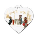 Travelling Yorkies in Paris Dog Tag Heart (One Side)