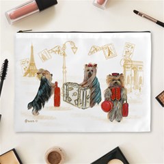 Travelling Yorkies in Paris Cosmetic Bag (XL) from ArtsNow.com Front