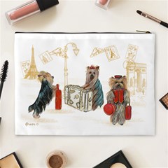 Travelling Yorkies in Paris Cosmetic Bag (XL) from ArtsNow.com Back