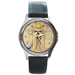 Yorkie Princess in Crown Round Metal Watch