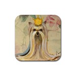 Yorkie Princess in Crown Rubber Square Coaster (4 pack)