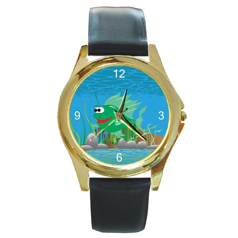Coolee Grn Round Gold Metal Watch from ArtsNow.com Front