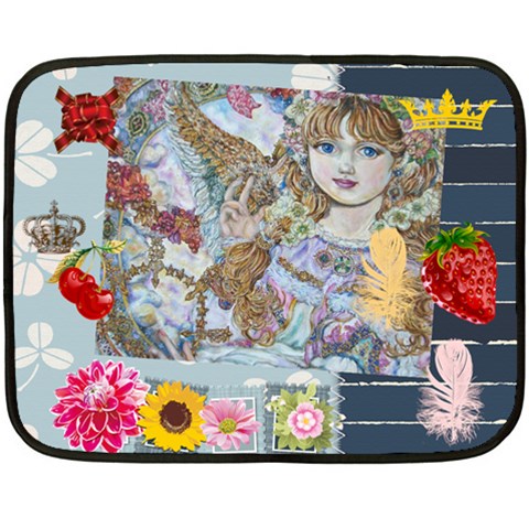 Yumi sugai.The angel of the pink Christmas rose. Mini Fleece Blanket from ArtsNow.com 35 x27  Blanket