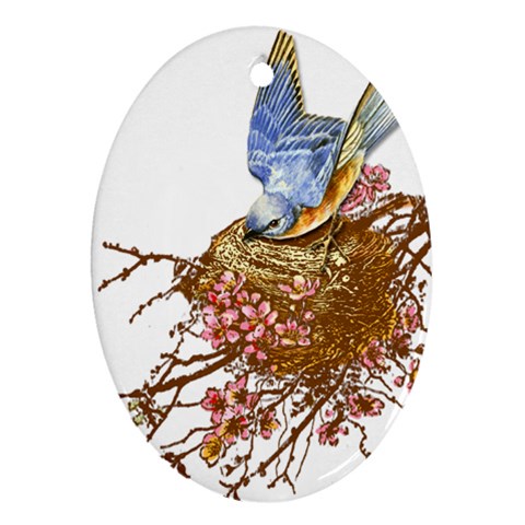 Bluebird and Nest Ornament (Oval) from ArtsNow.com Front