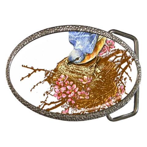 Bluebird and Nest Belt Buckle from ArtsNow.com Front