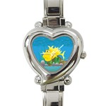 Yellow Grumpy Fish Heart Italian Charm Watch