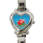 Red Grumpy Fish Heart Italian Charm Watch