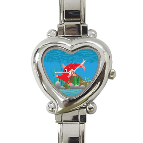 Red Hammie Fish Heart Italian Charm Watch from ArtsNow.com Front