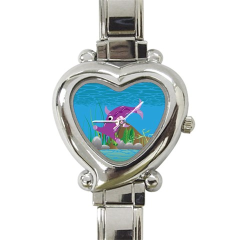 Purple Hammie Fish Heart Italian Charm Watch from ArtsNow.com Front