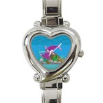 Purple Hammie Fish Heart Italian Charm Watch