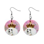 White Poodle Princess Print 5 By 6 Zazzle Copy 1  Button Earrings