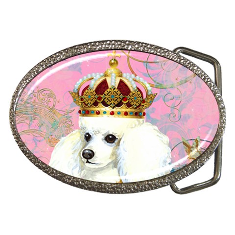 White Poodle Princess Print 5 By 6 Zazzle Copy Belt Buckle from ArtsNow.com Front
