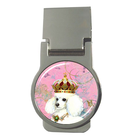 White Poodle Princess Print 5 By 6 Zazzle Copy Money Clip (Round) from ArtsNow.com Front