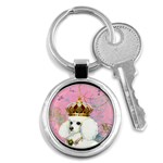 White Poodle Princess Print 5 By 6 Zazzle Copy Key Chain (Round)