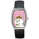 White Poodle Princess Print 5 By 6 Zazzle Copy Barrel Style Metal Watch